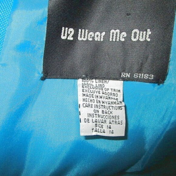 Vintage U2 Linen Tunic Top Size M Embroidered Firefly Sleeveless 70s Artsy Boho - Picture 5 of 9